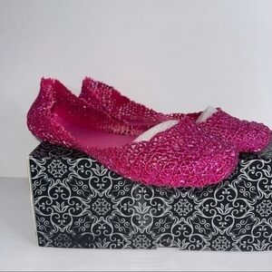 Chemistry Pink Glitter Slip on Jelly Flats Size 7